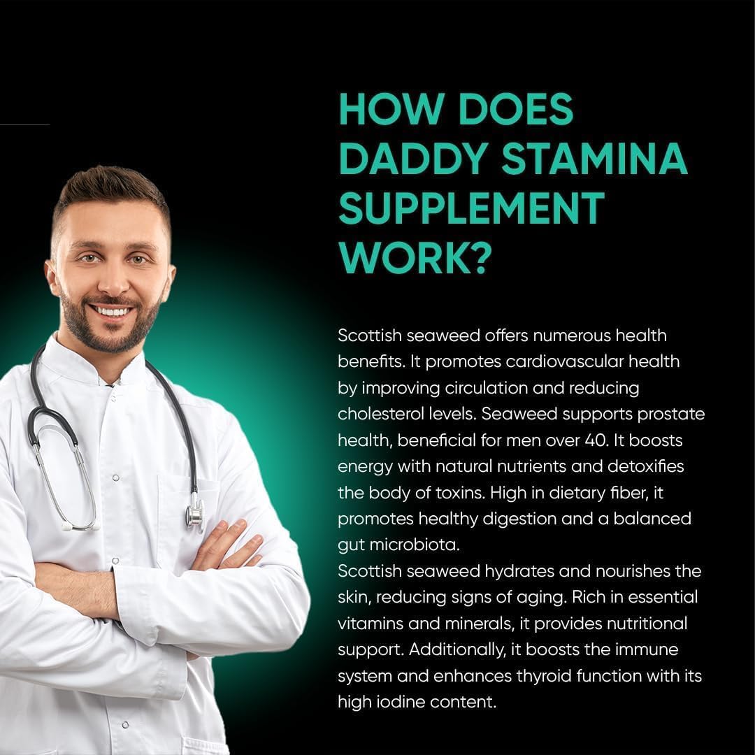 Daddy Stamina Sea Moss Capsules - Ultimate Anti-Aging Supplement for Men, Energy & Skin Health Support (120 Capsules)