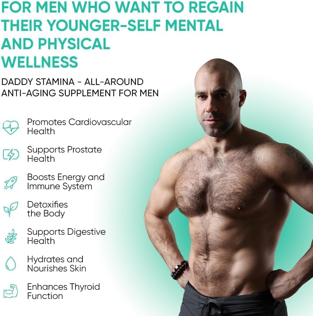 Daddy Stamina Sea Moss Capsules - Ultimate Anti-Aging Supplement for Men, Energy & Skin Health Support (120 Capsules)