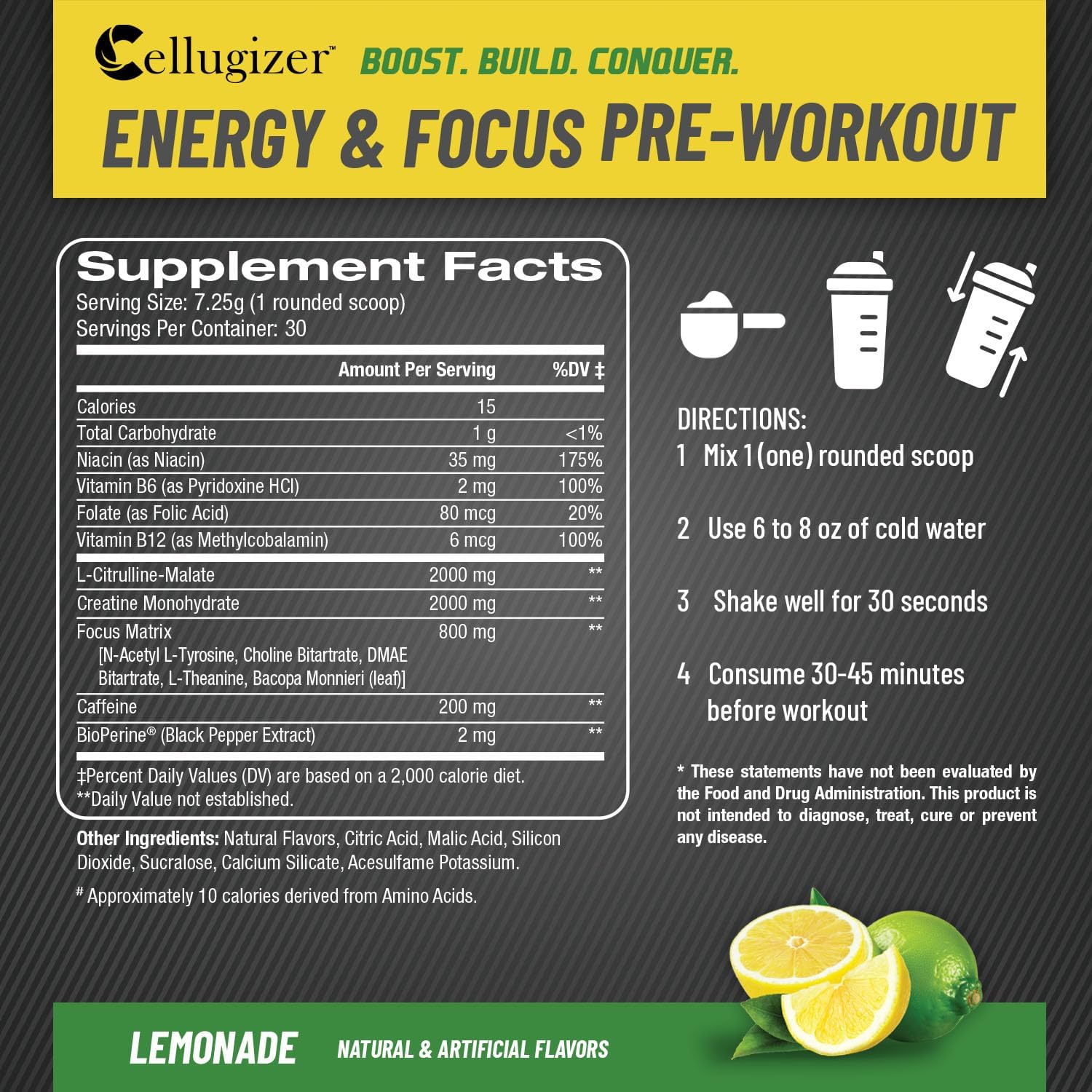 Dagola Cellugizer Ultimate Pre-Workout Fusion with Citrulline, Creatine, and Caffeine - Pump, Energy, Focus - 30 Servings for Men & Women