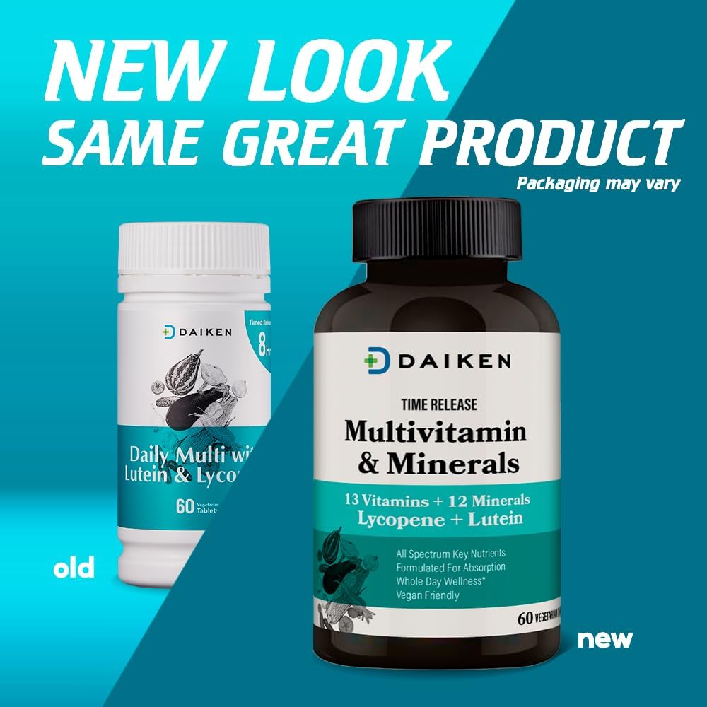 DAIKEN 27 Full Spectrum Mini Multivitamin with Lutein, Lycopene, and Folic Acid - Time Released, Vegan Formula for Women and Men - 60 Easy-to-Swallow Tablets