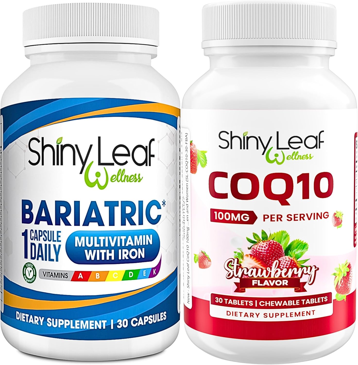 Daily Bariatric Multivitamin with Iron, CoQ10 100mg for Energy and Brain Health - 1 Month Supply