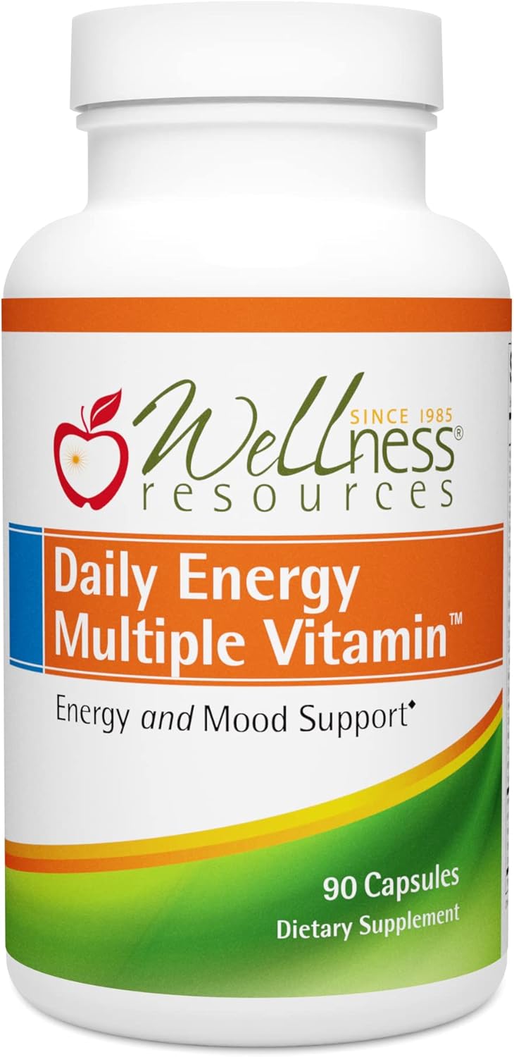 Daily Energy Multiple Vitamin with Coenzyme B Vitamins, Methylfolate, B12 & Cofactors for Energy, Stress, Mood - 90 Capsules