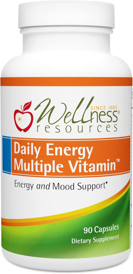 Daily Energy Multiple Vitamin with Coenzyme B Vitamins, Methylfolate, B12 & Cofactors for Energy, Stress, Mood - 90 Capsules