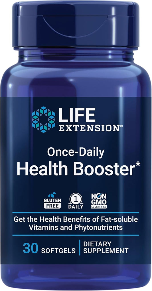 Daily Health Booster with Vitamins E, K1 & K2 for Eye, Bone, and Heart Health - Gluten-Free, Non-GMO, 30 Softgels