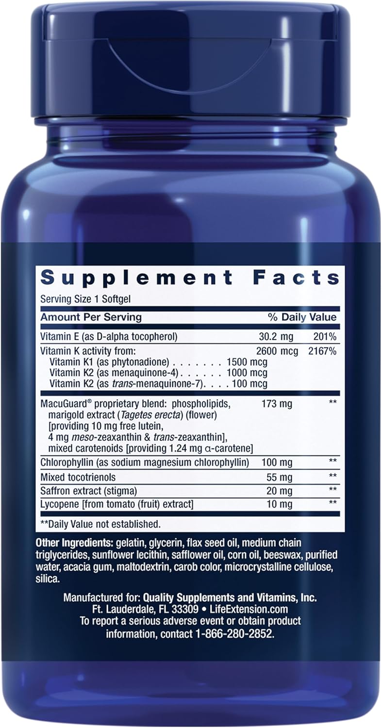 Daily Health Booster with Vitamins E, K1 & K2 for Eye, Bone, and Heart Health - Gluten-Free, Non-GMO, 30 Softgels