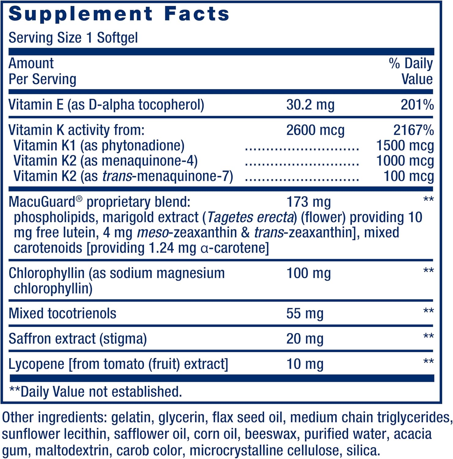 Daily Health Booster with Vitamins E, K1 & K2 for Eye, Bone, and Heart Health - Gluten-Free, Non-GMO, 30 Softgels