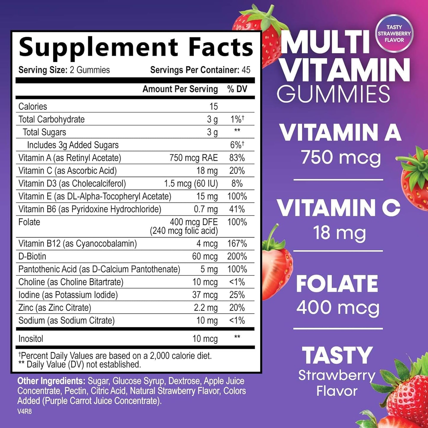 Daily Immune Support Multivitamin Gummies for Adults - 90 Berry Flavored Gummies with 13 Essential Vitamins and Minerals for Men & Women by Nature's Nutrition