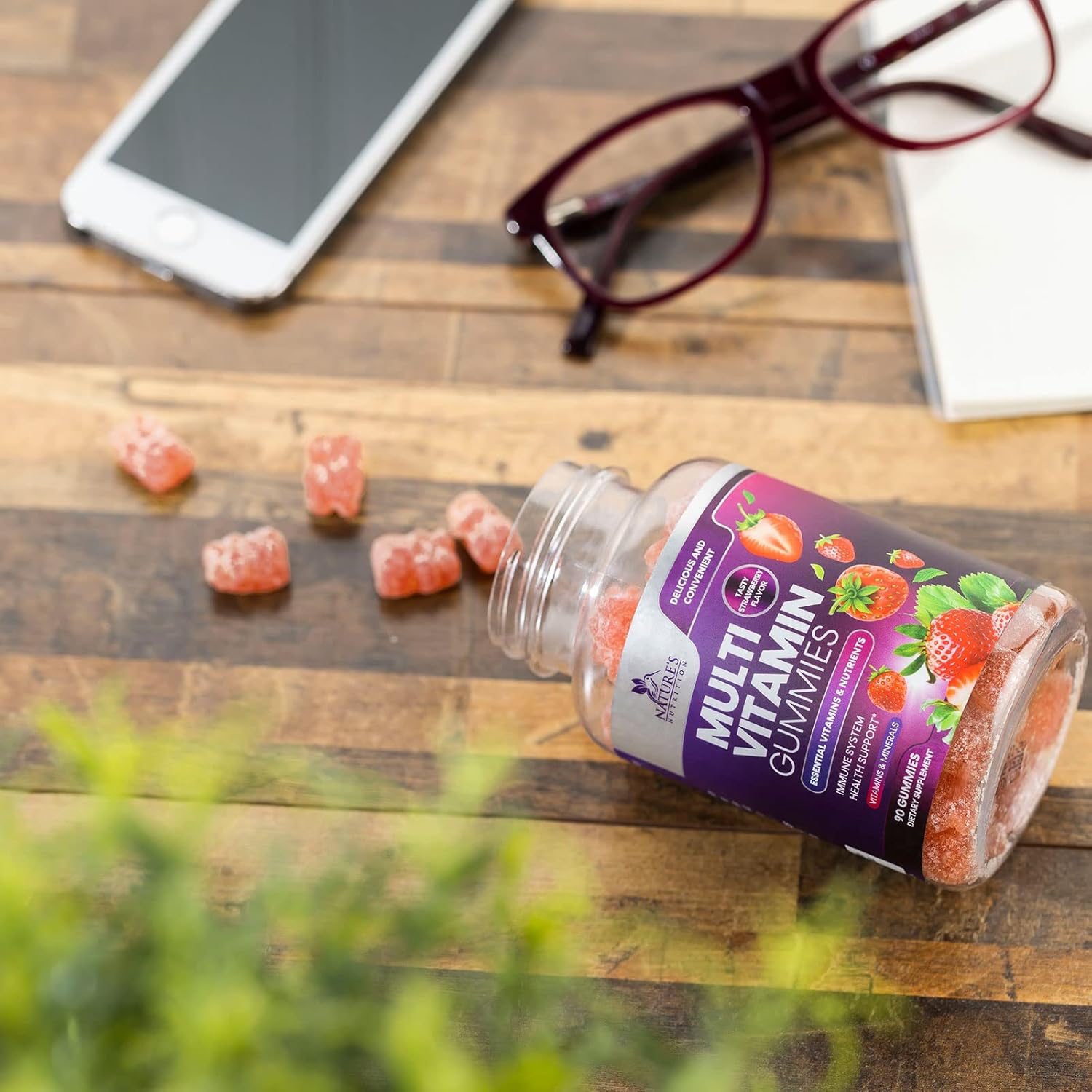 Daily Immune Support Multivitamin Gummies for Adults - 90 Berry Flavored Gummies with 13 Essential Vitamins and Minerals for Men & Women by Nature's Nutrition