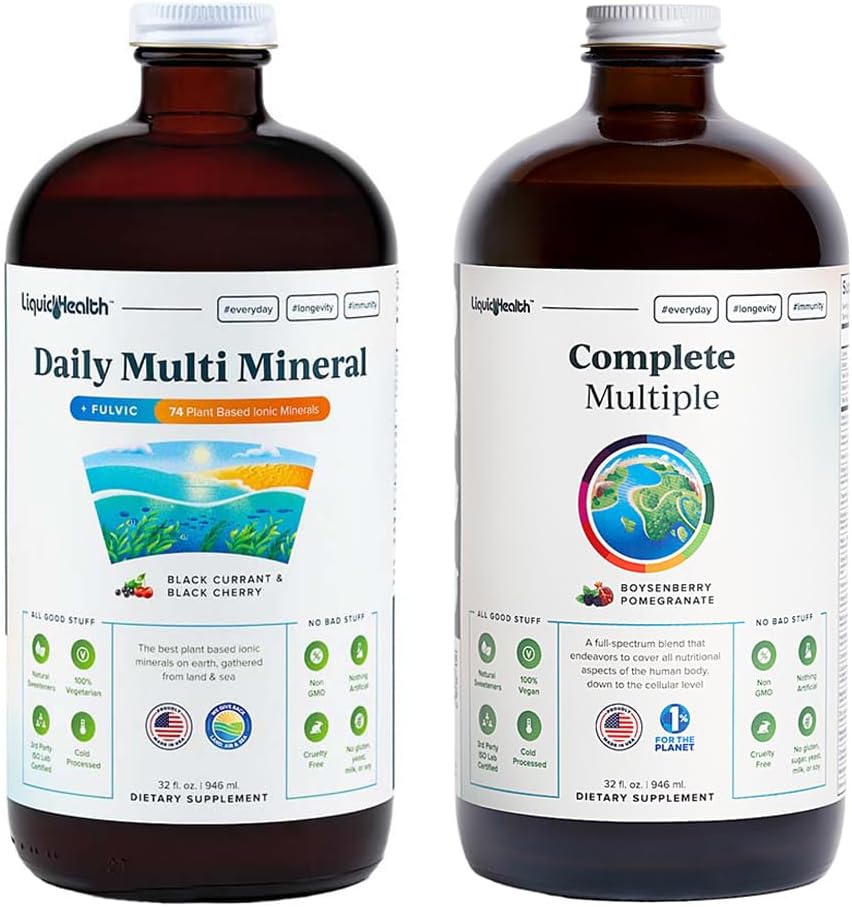 Daily Multi Mineral & Adult Multivitamin Bundle - Sea Trace Minerals, Essential Vitamins, Whole Foods for Immune Support - Vegan & Non-GMO