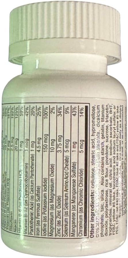 Daily Multivitamin and Mineral Supplement Tablets for Seniors - 100 Count Pack - GeriCare Formula