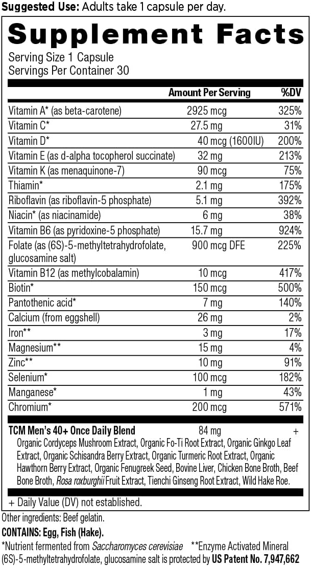 Daily Multivitamin Capsules for Men and Women 40+, 30 Count Each