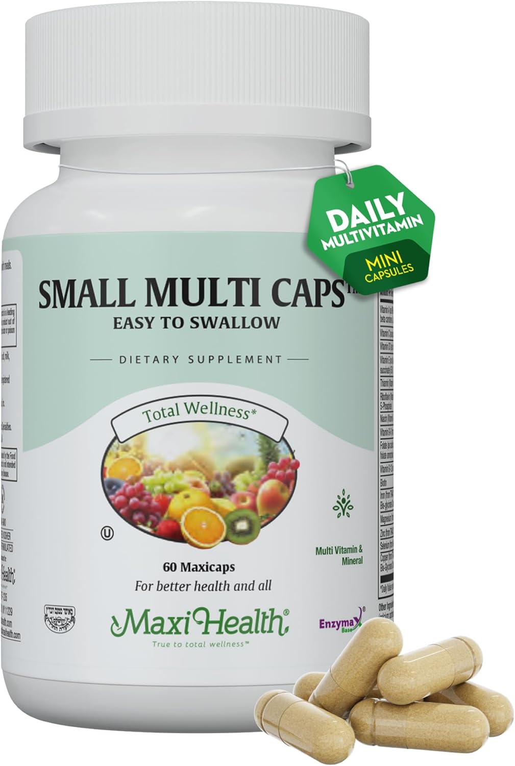 Daily Multivitamin for Men and Women - 30 Nutrient Maxicaps with Iron, Zinc, Probiotics, and Immune Support - Easy to Swallow - 60 Capsules