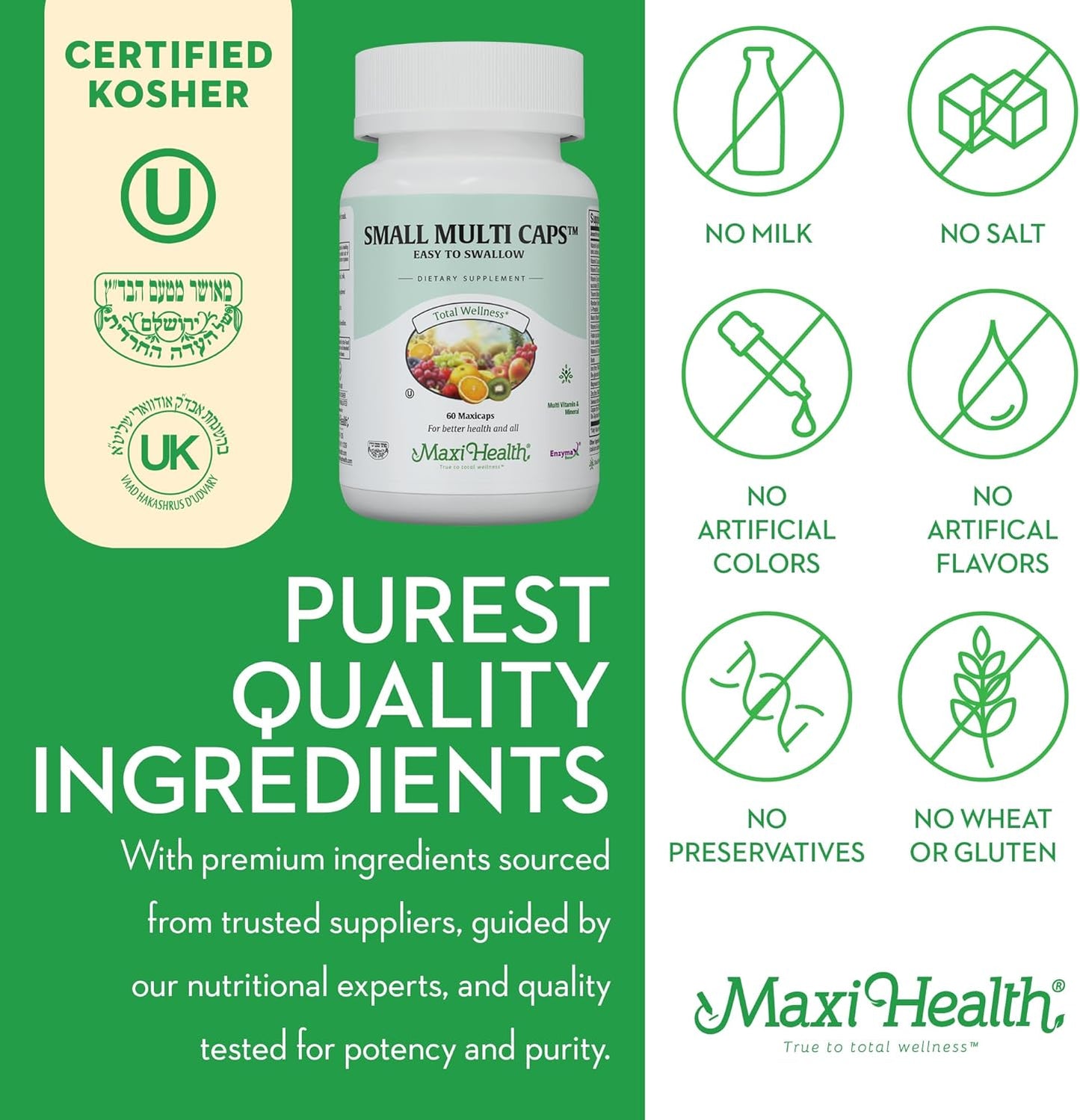 Daily Multivitamin for Men and Women - 30 Nutrient Maxicaps with Iron, Zinc, Probiotics, and Immune Support - Easy to Swallow - 60 Capsules