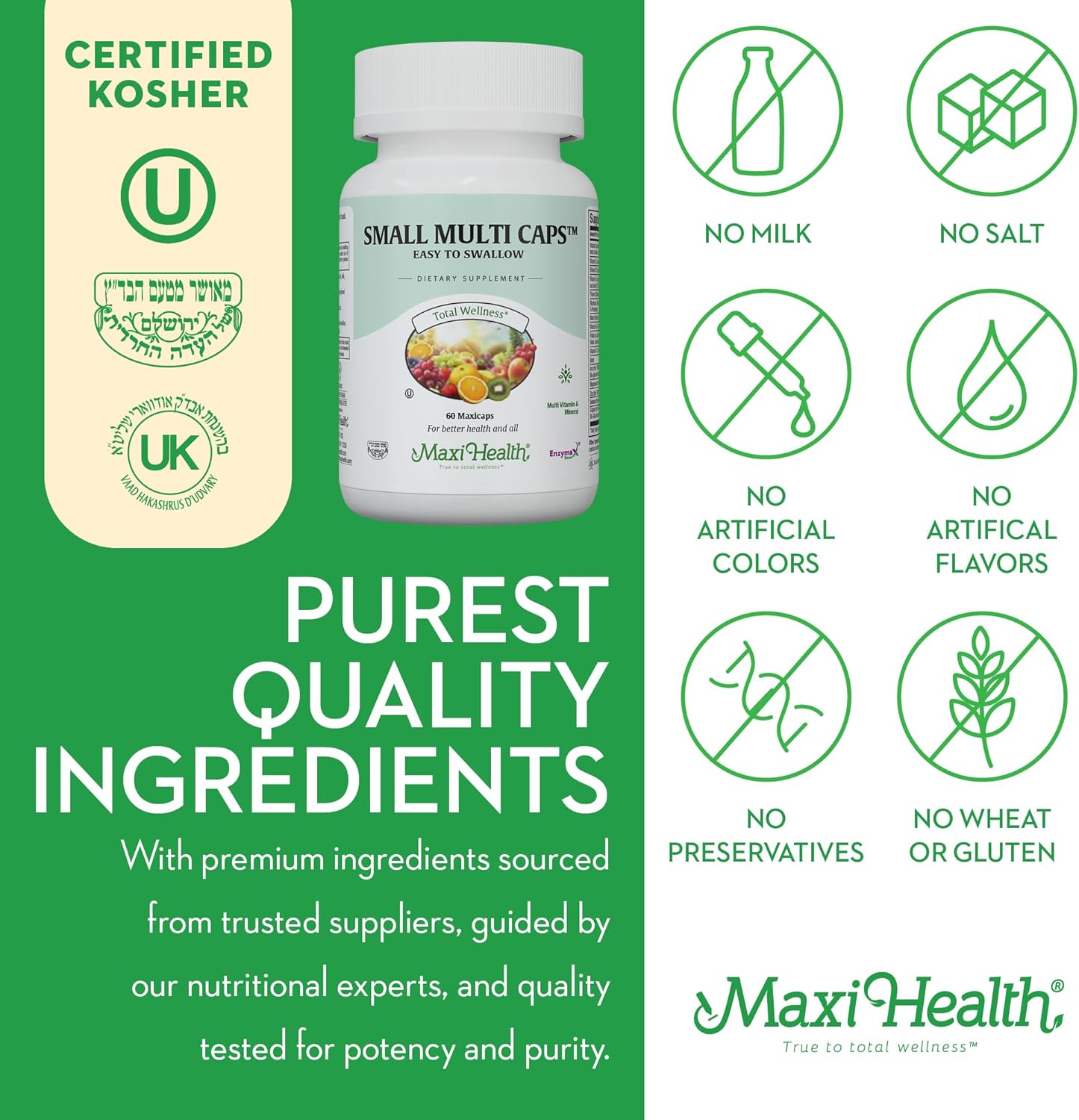 Daily Multivitamin for Men and Women - 30 Nutrient Maxicaps with Iron, Zinc, Probiotics, and Immune Support - Easy to Swallow - 60 Capsules