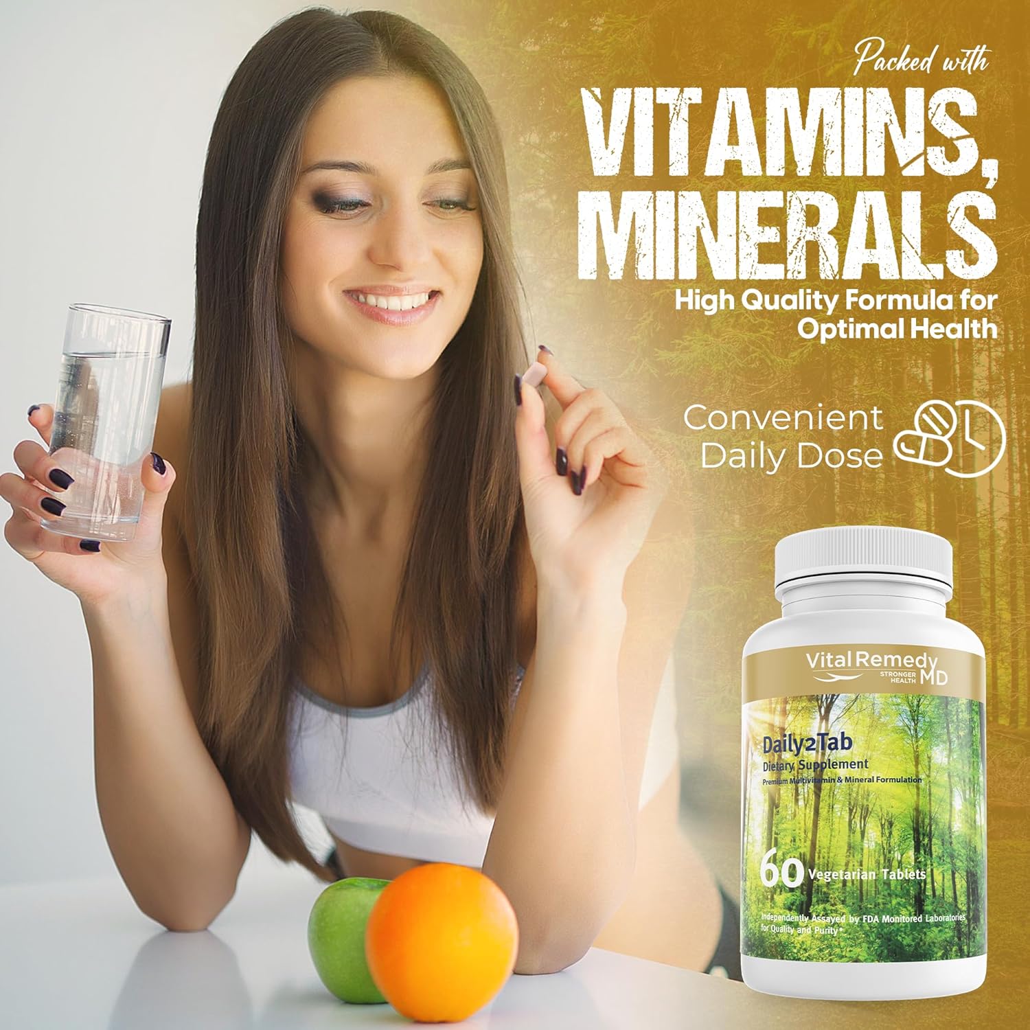 Daily Multivitamin & Multimineral Tablet with Antioxidants for Women & Men - Supports Health with Vitamin C, D, B12, Lycopene, Selenium - 60 Count