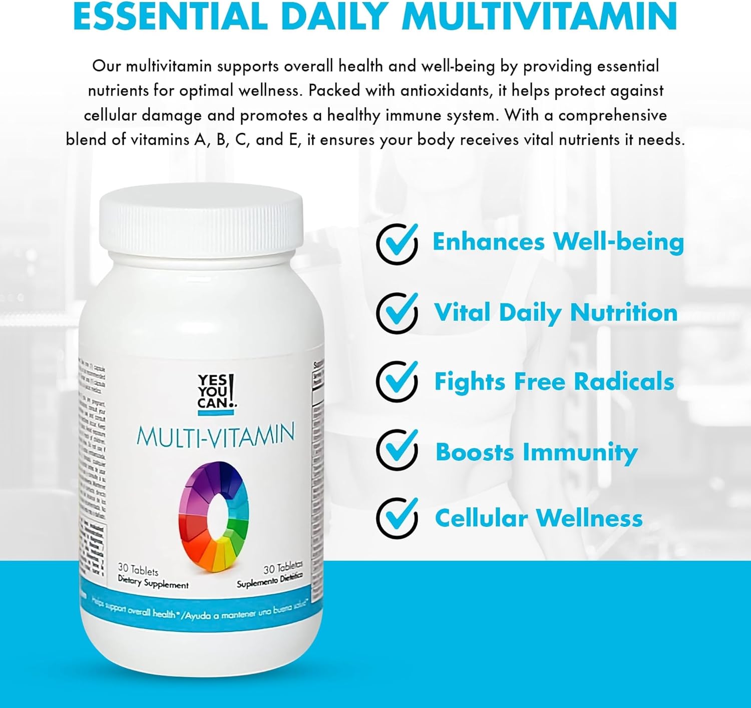 Daily Multivitamins for Men and Women - Boosts Overall Health with Antioxidants and Essential Vitamins - 30 Tablets