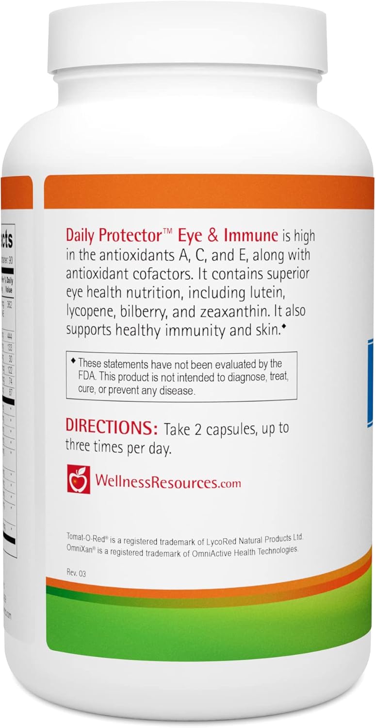 Daily Protector Eye & Immune Supplement - Boost Eye, Immune, and Skin Health with Lutein, Lycopene, Zeaxanthin, and Bilberry