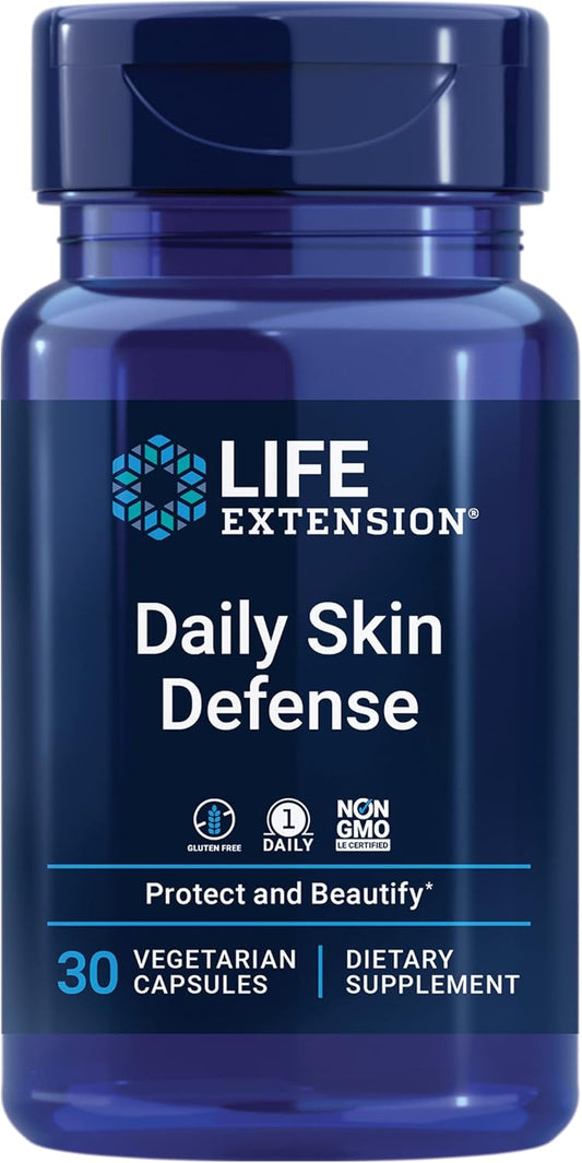 Daily Skin Defense Capsules with Vitamin C, Ceramides, Rosemary, Lemon Verbena - Fights Oxidative Stress & Wrinkles - Gluten-Free, Non-GMO, Vegetarian - 30ct