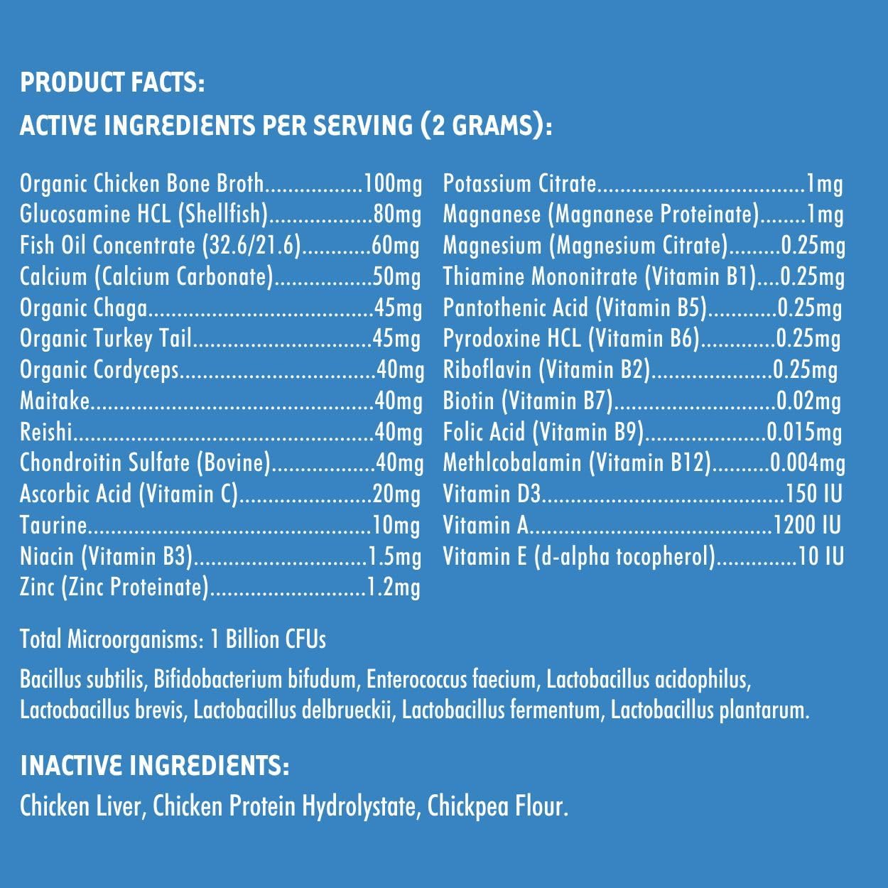 Daily+ Total Health Support Powder for Adult Dogs - 24-in-1 Multivitamin with Probiotics, Omega-3, Glucosamine, Mushrooms, Bone Broth - 60 Servings