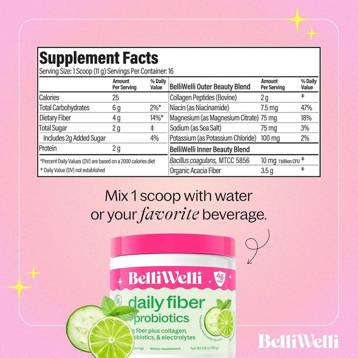 Daily Wellness Fiber Supplement Bundle with Collagen, Probiotics & Electrolytes - Tropical Breeze & Cucumber Lime Mint Flavors - 32 Servings