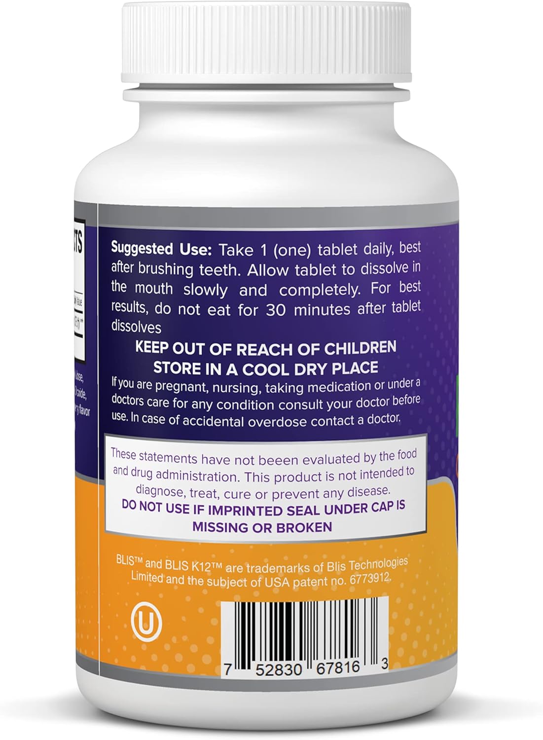 Dairy-Free Oral Probiotic Supplement with BLIS K12 - 60 Day Supply for Oral Health - Sugar-Free - Made in USA