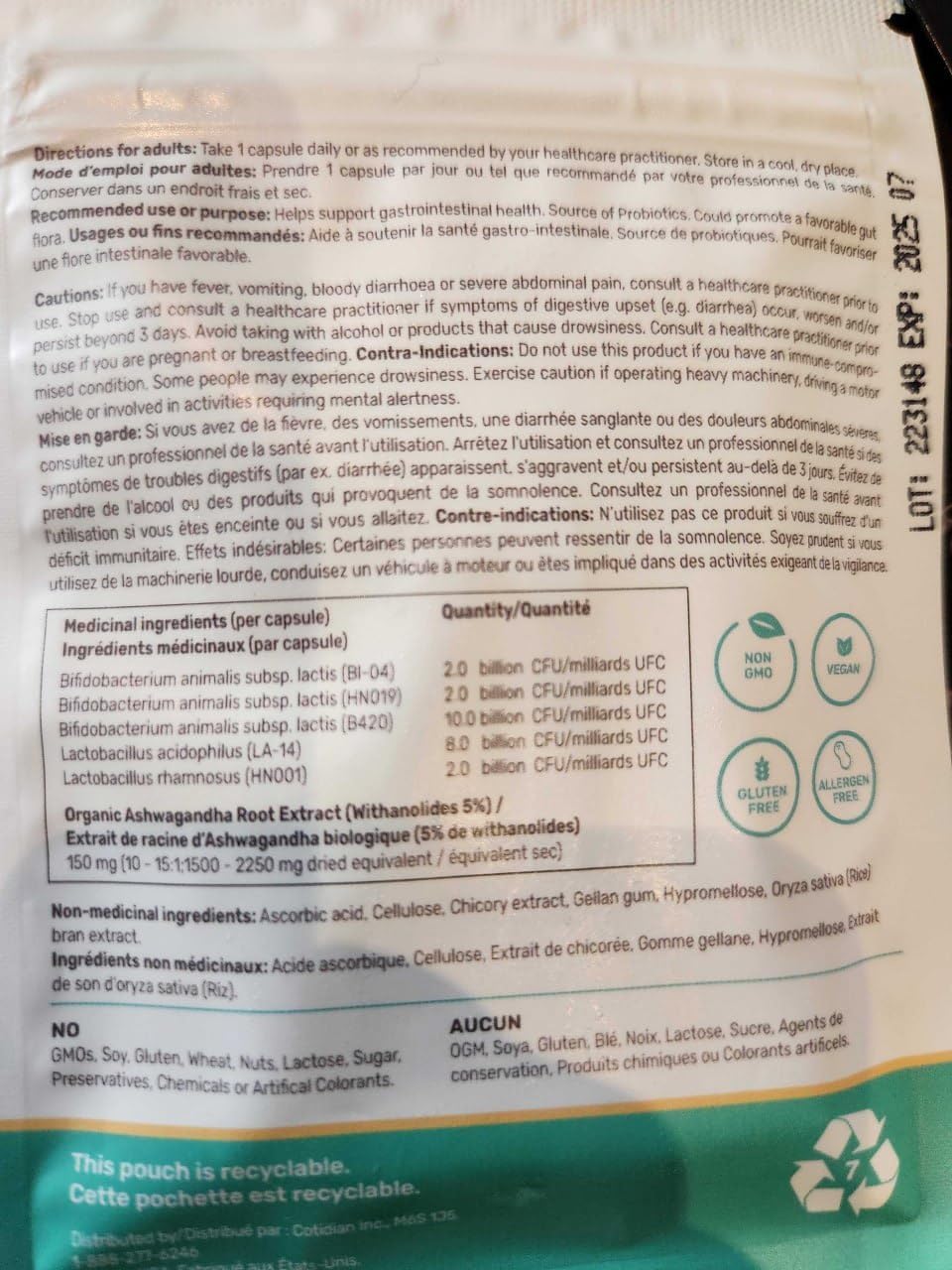 Dairy-Free Organic Probiotics for Women - 24 Billion CFU Daily Capsules for Digestive & Feminine Health - 30 Capsule Refill