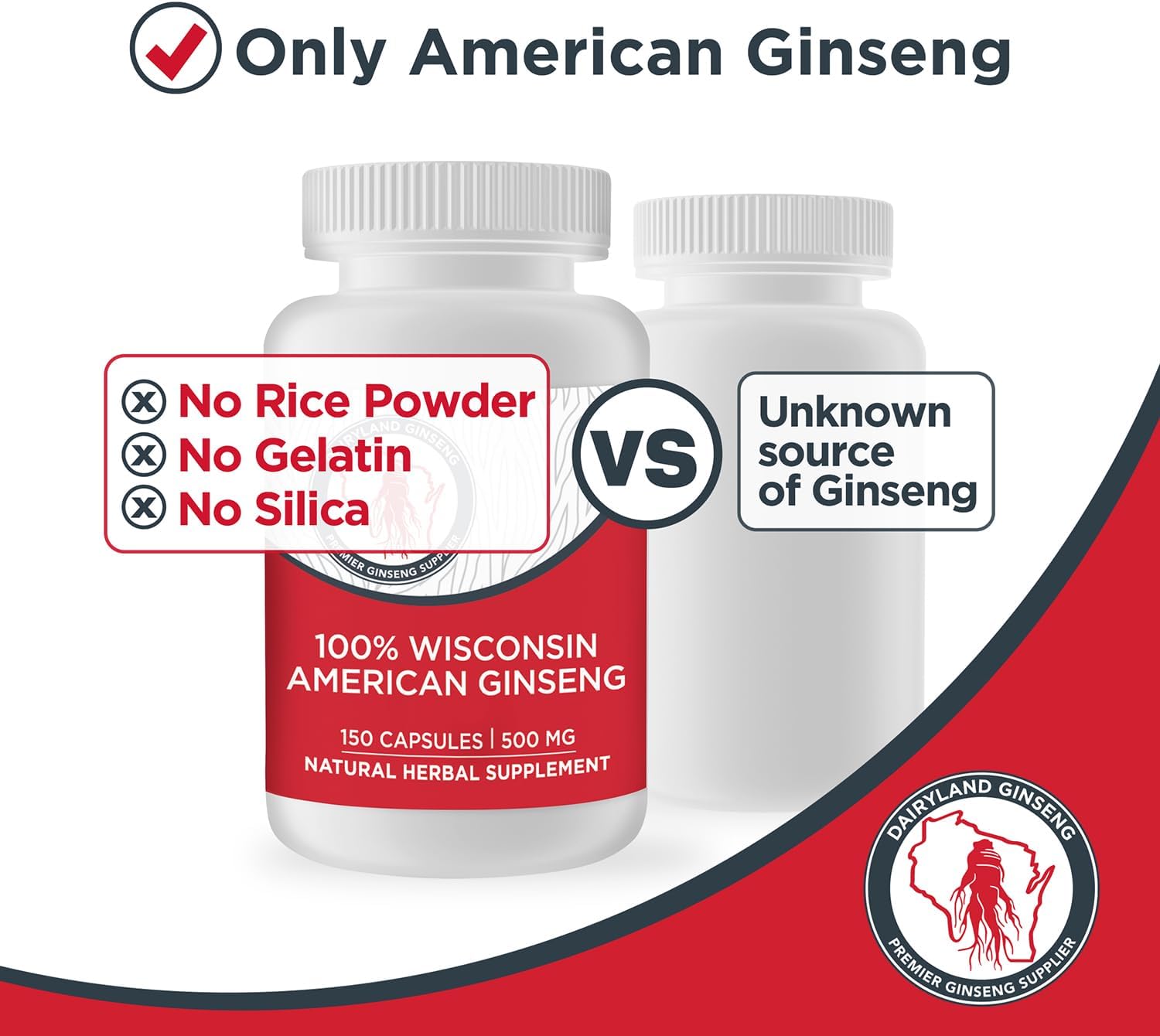 Dairyland Management LLC American Ginseng Slices and Capsules Combo Pack - 16 oz Slices, 150 ct Capsules - Wisconsin Ginseng Direct from Farmer to Consumer