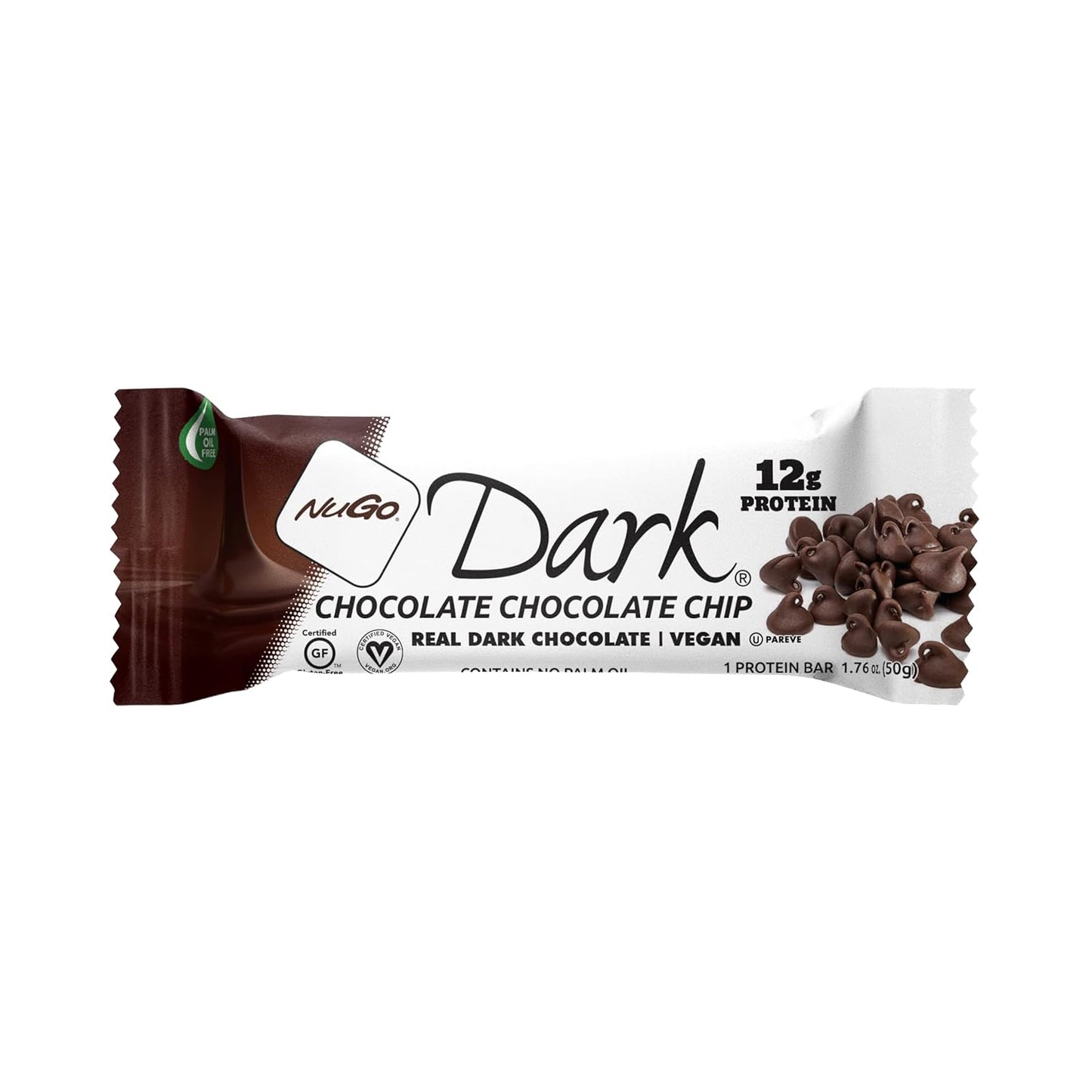 Dark Chocolate Chocolate Chip Bar - NuGo Protein-Rich Snack with Real Dark Chocolate