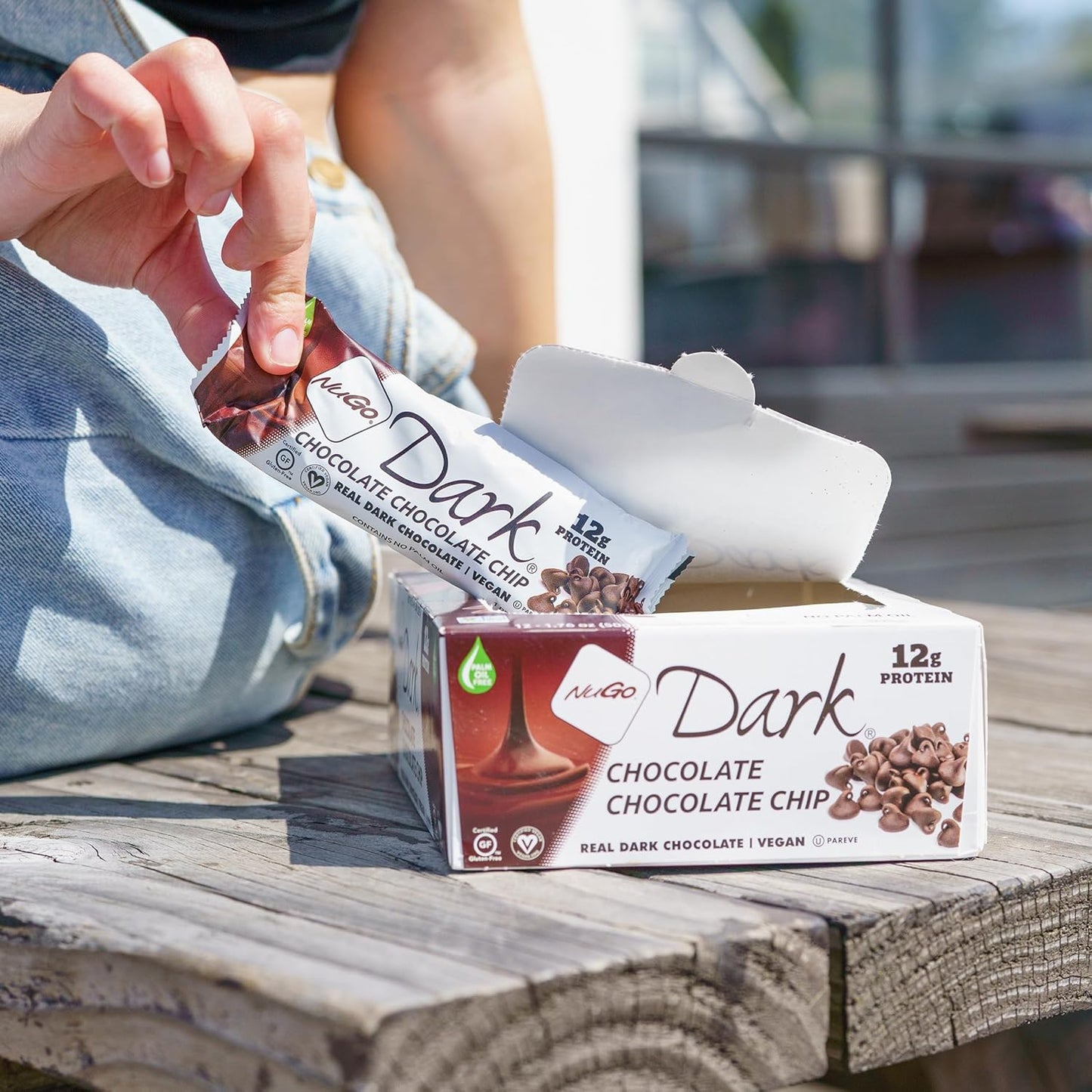 Dark Chocolate Chocolate Chip Bar - NuGo Protein-Rich Snack with Real Dark Chocolate