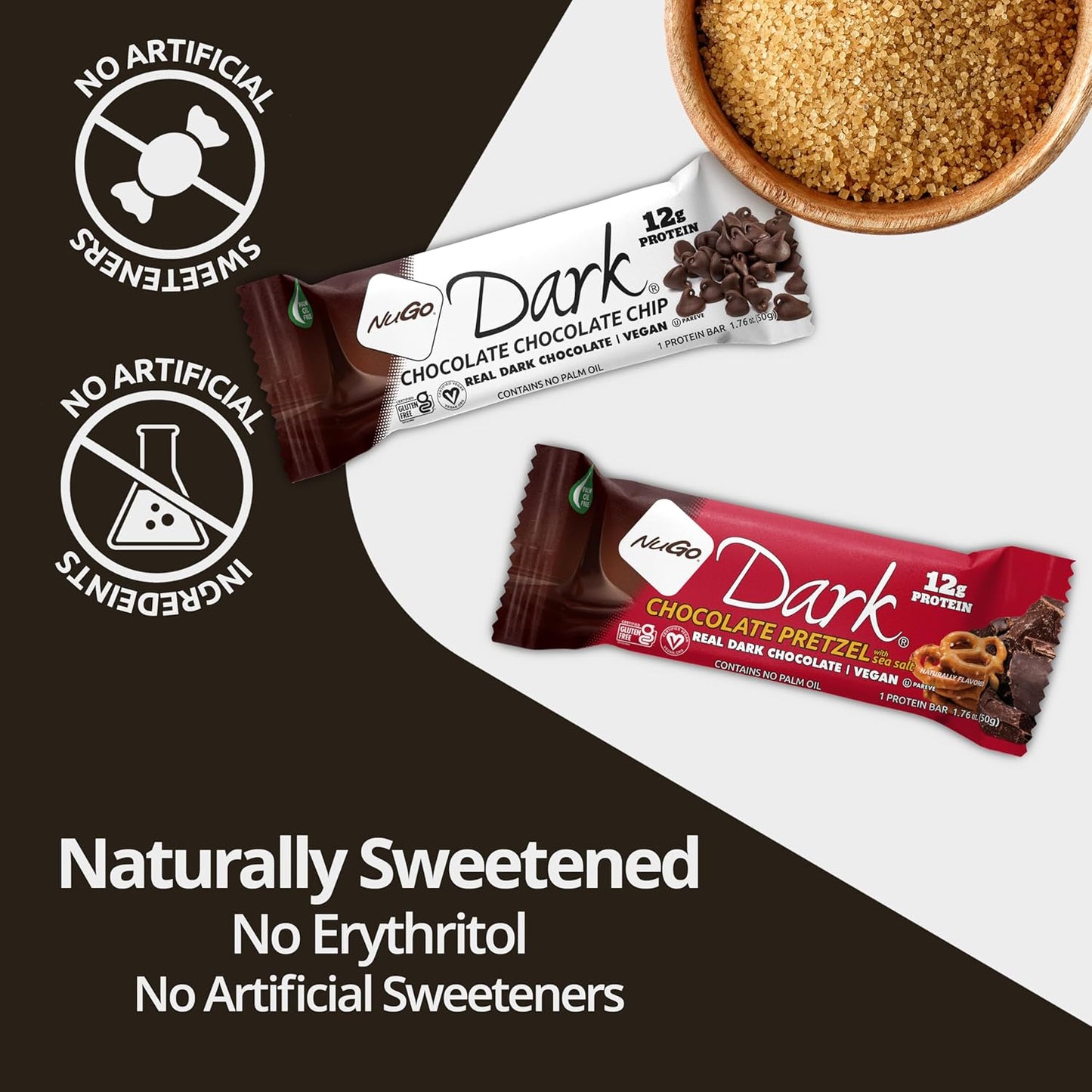 Dark Chocolate Chocolate Chip Bar - NuGo Protein-Rich Snack with Real Dark Chocolate