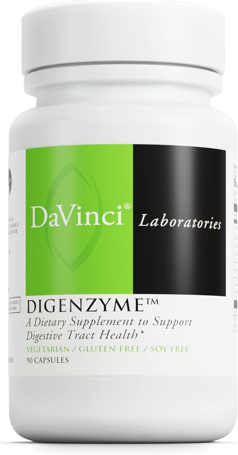 DAVINCI Laboratories Digenzyme Supplement for Digestive Tract Health - 90 Vegetarian Capsules - Gluten-Free, Soy-Free