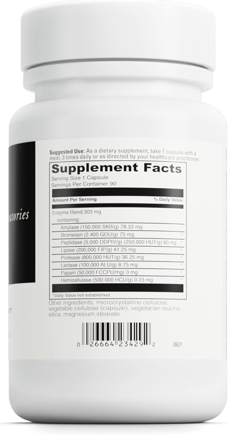 DAVINCI Laboratories Digenzyme Supplement for Digestive Tract Health - 90 Vegetarian Capsules - Gluten-Free, Soy-Free