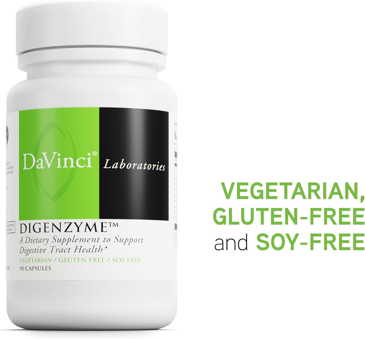 DAVINCI Laboratories Digenzyme Supplement for Digestive Tract Health - 90 Vegetarian Capsules - Gluten-Free, Soy-Free