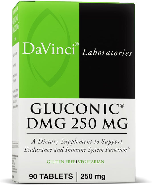 DAVINCI Labs Gluconic DMG 250mg - Chewable Tablets for Immune, Muscle, Heart, and Brain Health - 90 Servings