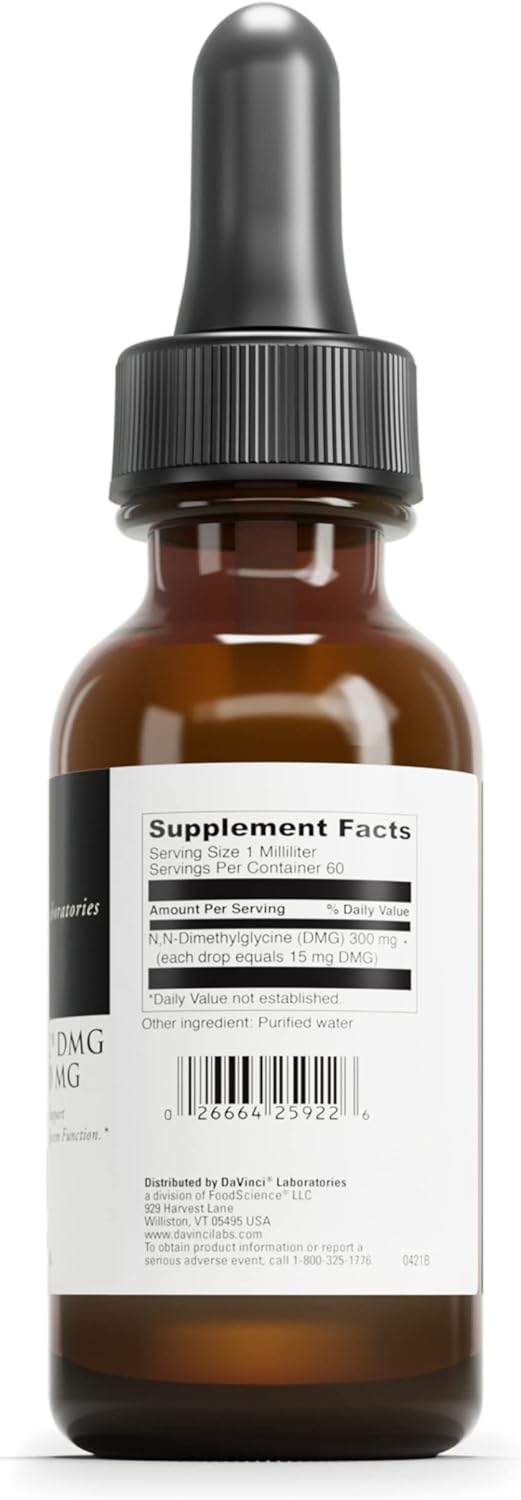 DAVINCI Labs Gluconic DMG Liquid 300mg - Supports Immune, Muscle, Heart, & Brain Health - 2 fl oz