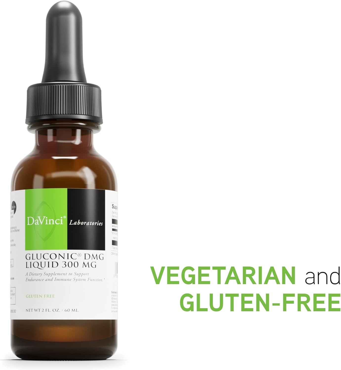DAVINCI Labs Gluconic DMG Liquid 300mg - Supports Immune, Muscle, Heart, & Brain Health - 2 fl oz