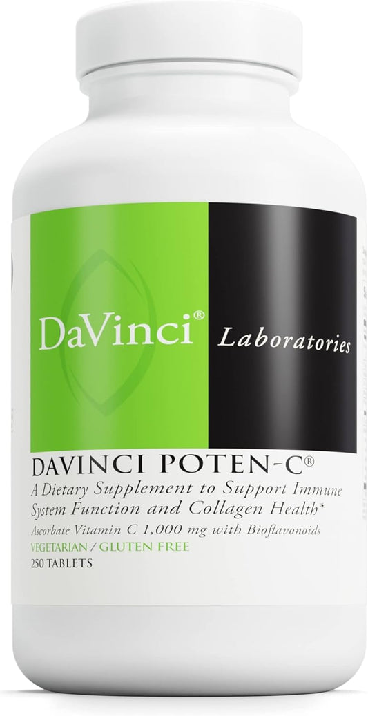 DAVINCI Labs Poten-C: Immune & Collagen Support - Vit C, Calcium, Magnesium, Zinc, Potassium, Manganese, Bioflavonoids - Vegetarian, Gluten-Free - 250 Tablets