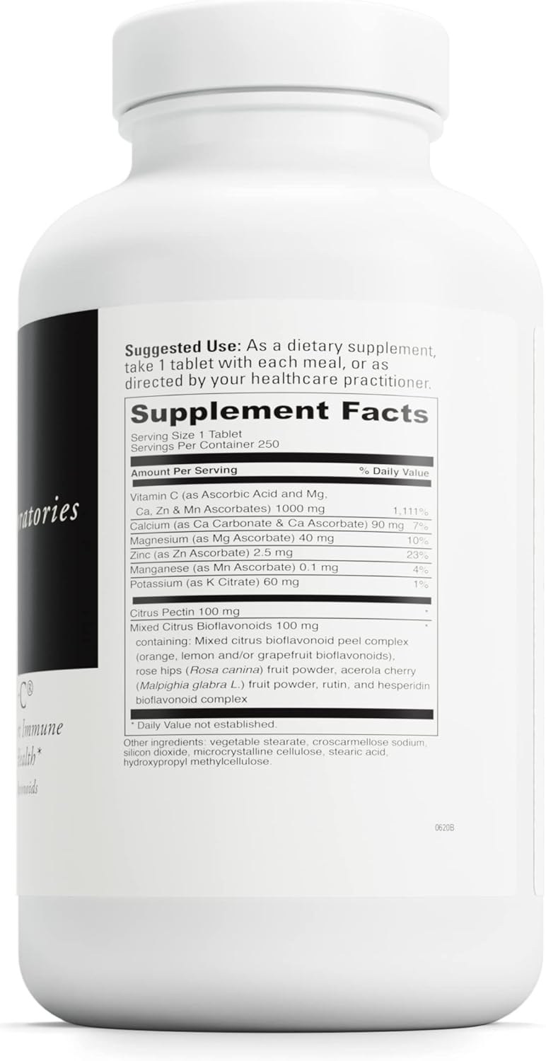 DAVINCI Labs Poten-C: Immune & Collagen Support - Vit C, Calcium, Magnesium, Zinc, Potassium, Manganese, Bioflavonoids - Vegetarian, Gluten-Free - 250 Tablets