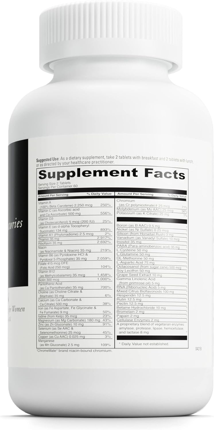 DAVINCI Labs Spectra Woman - Bone Health & Women's Needs Supplement - Vitamins, Minerals, Calcium, Beta Carotene, L-Cysteine - 120 Tablets