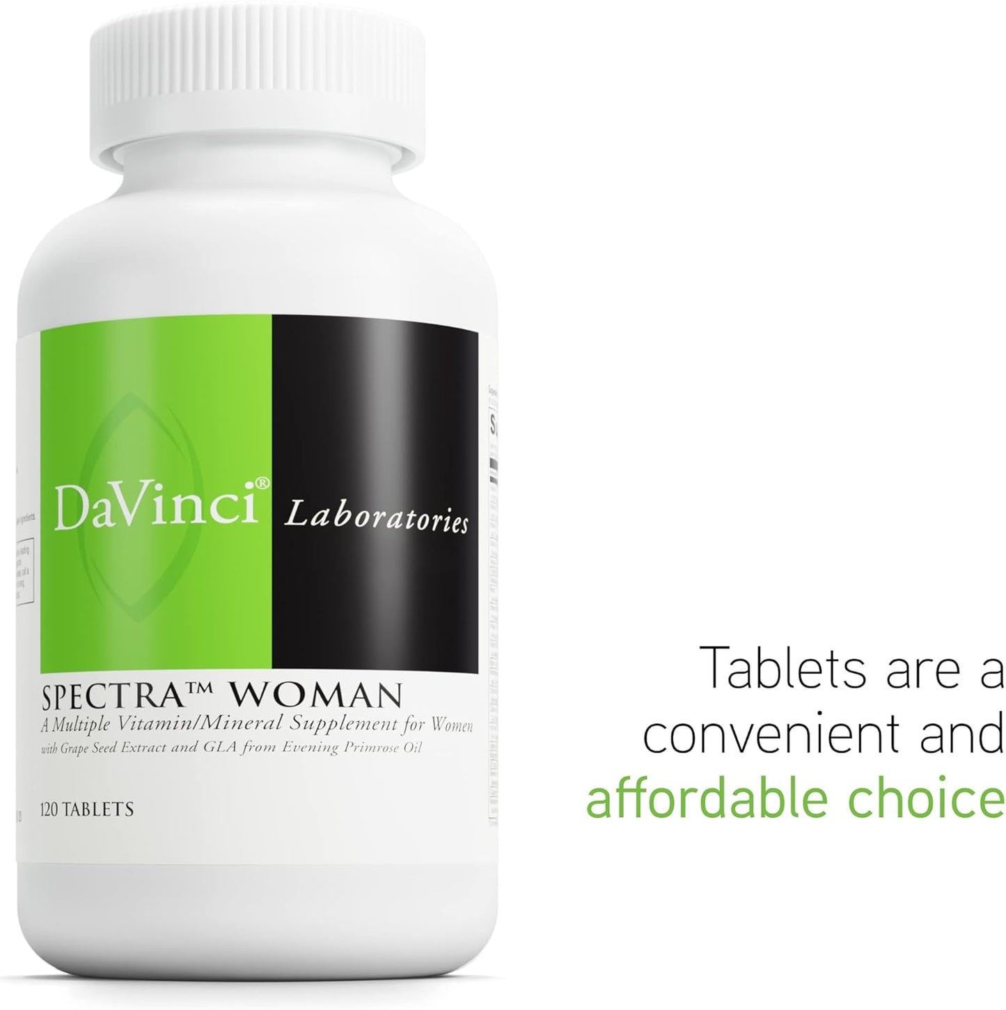 DAVINCI Labs Spectra Woman - Bone Health & Women's Needs Supplement - Vitamins, Minerals, Calcium, Beta Carotene, L-Cysteine - 120 Tablets