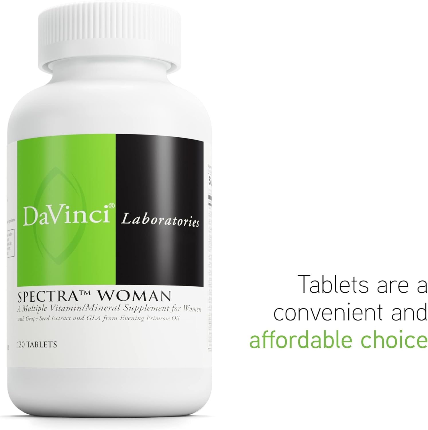 DAVINCI Labs Spectra Woman - Bone Health & Women's Needs Supplement - Vitamins, Minerals, Calcium, Beta Carotene, L-Cysteine - 120 Tablets