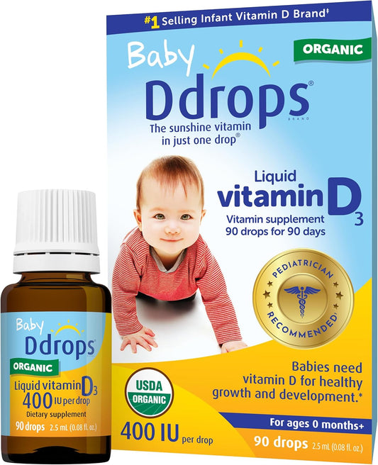 Ddrops Baby 400 IU Vitamin D Liquid Supplement - 90 Drops (2.5mL) - Pack of 1