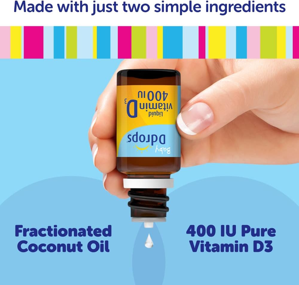 Ddrops Baby Liquid Vitamin D3 400 IU - 2.50 mL (90 Drops) - Natural Supplement for Infants and Babies