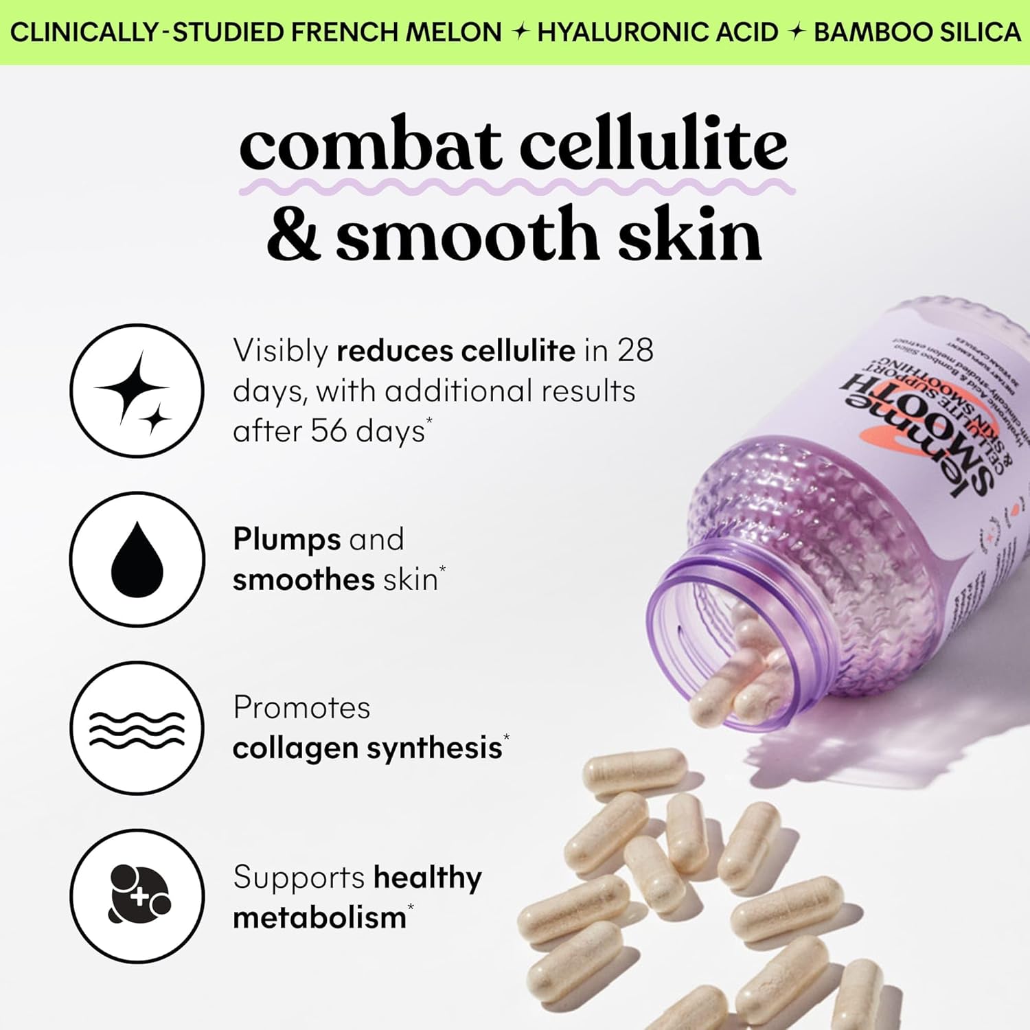 Debloat & Smooth Bundle: Prebiotic, Probiotic, and Digestive Enzyme Capsules for Bloating & Gas Relief, Reduce Cellulite, Plump Skin