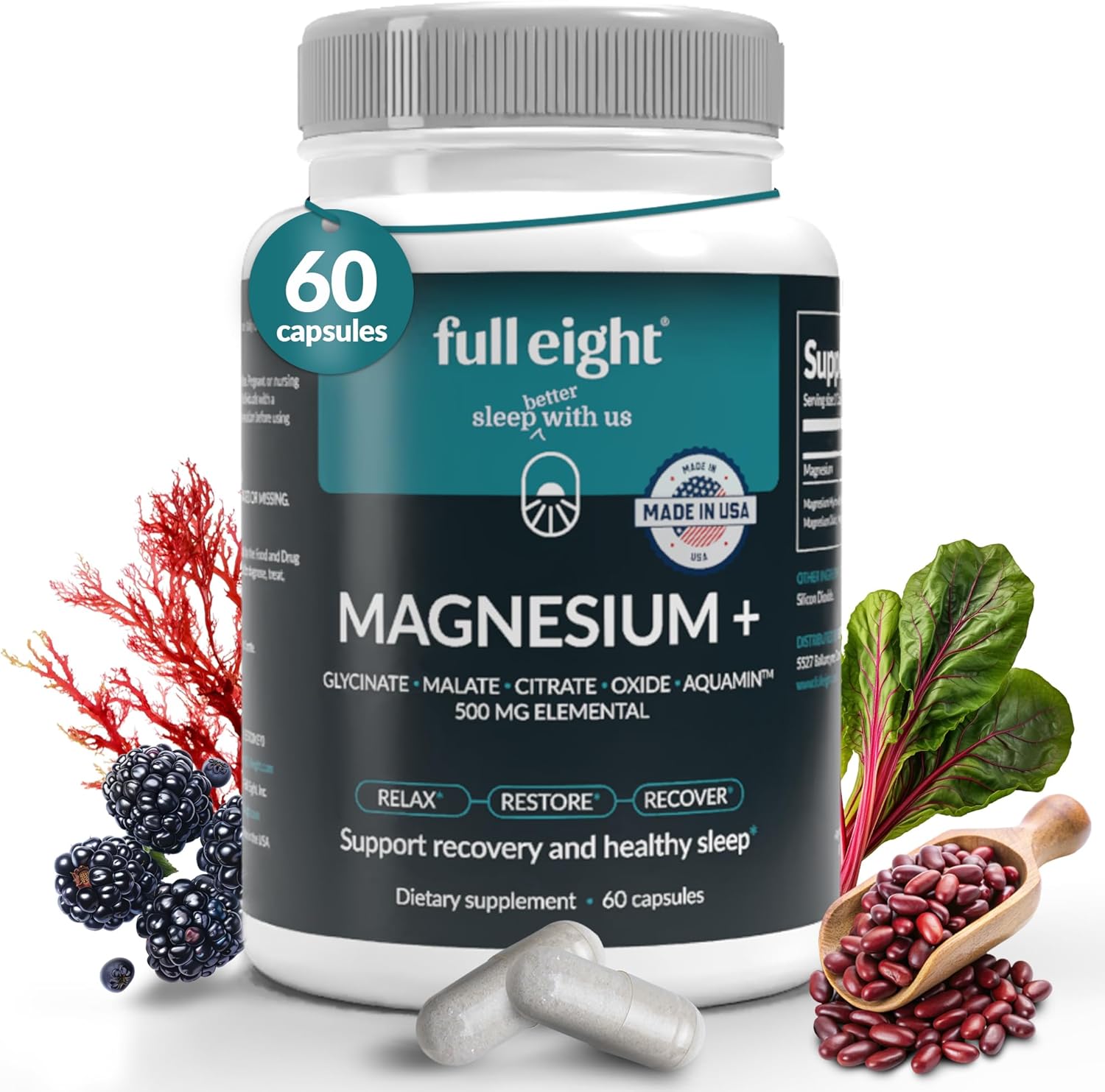 Deep Sleep Combo: Magnesium+ 500 MG Capsules, Cooling Gel Rub 4 oz, 3D Light Blocking Sleep Mask