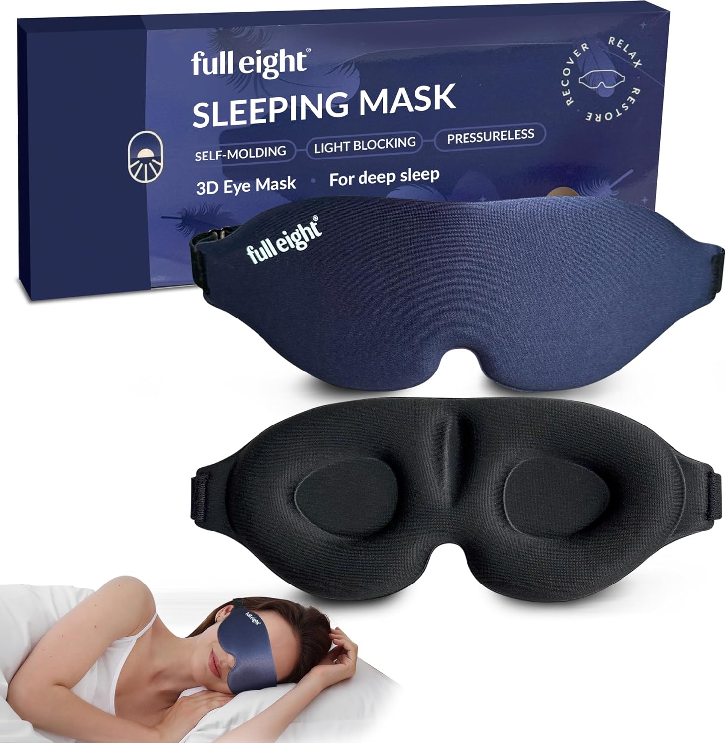 Deep Sleep Combo: Magnesium+ 500 MG Capsules, Cooling Gel Rub 4 oz, 3D Light Blocking Sleep Mask