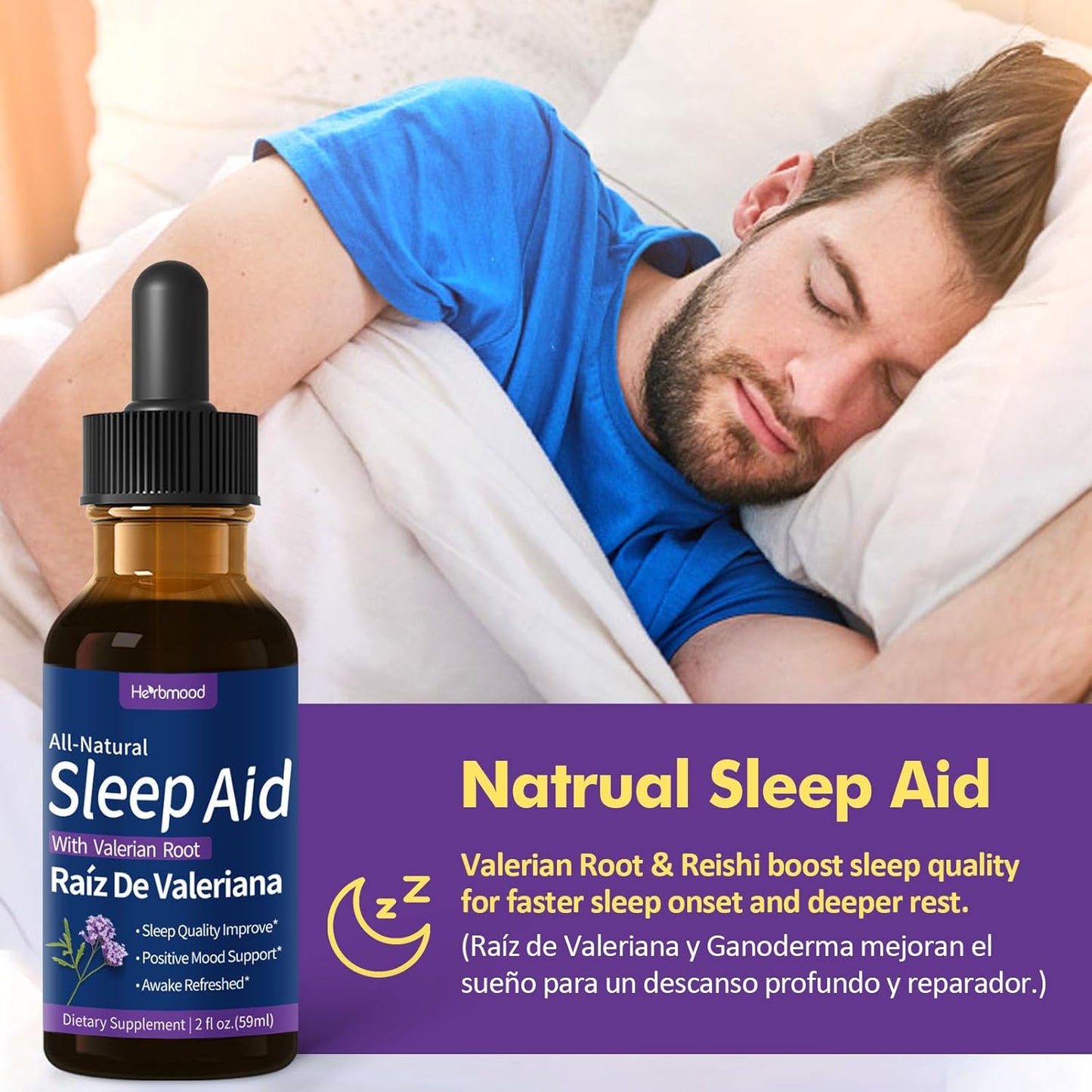 Deep Sleep Support Drops with Valerian Root, Chamomile, and Hibiscus Flower - Natural Herbal Extract Liquid for Restful Sleep - 4oz