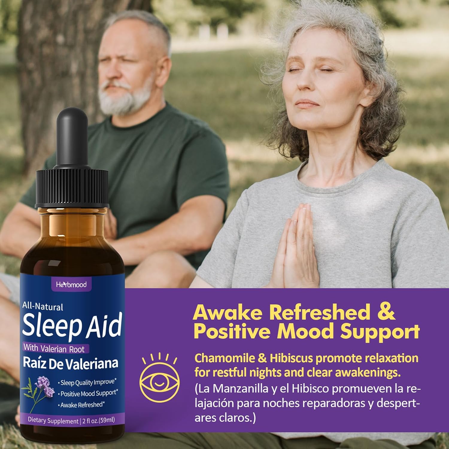 Deep Sleep Support Drops with Valerian Root, Chamomile, and Hibiscus Flower - Natural Herbal Extract Liquid for Restful Sleep - 4oz