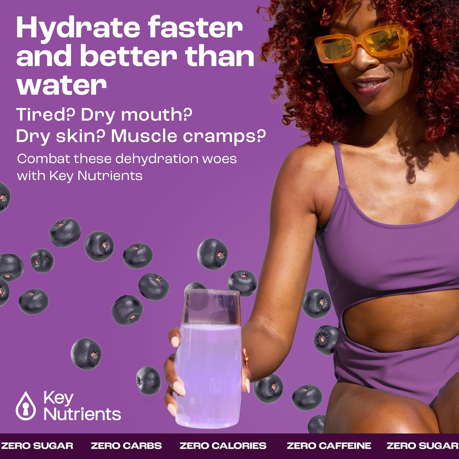 Delicious Acai Berry Multivitamin Electrolyte Powder Packets - 40 Pack Hydration - Sugar-Free, Gluten-Free - Made in USA