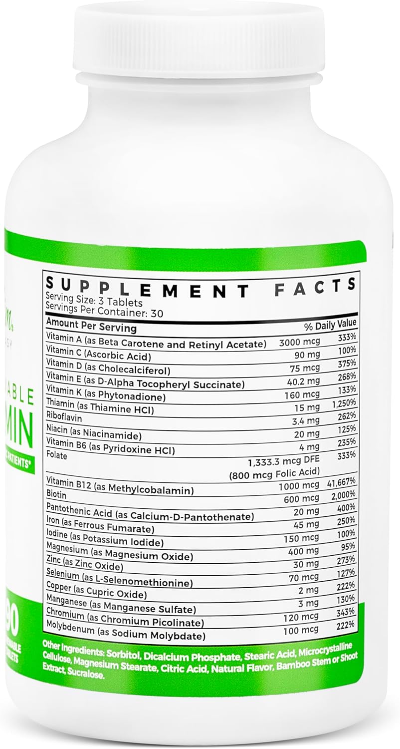 Delicious & Convenient BariSlim Complete Chewable Bariatric Multivitamin Tablets with 45mg Iron - Post Bariatric Surgery Supplement for Gastric Bypass & Sleeve - BoostGo Australia